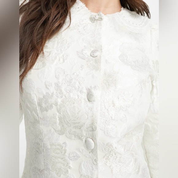 Dream Sister Jane Tailored Jacquard Mini Dress Ivory Size XS Floral Long Sleeve - Picture 3 of 16